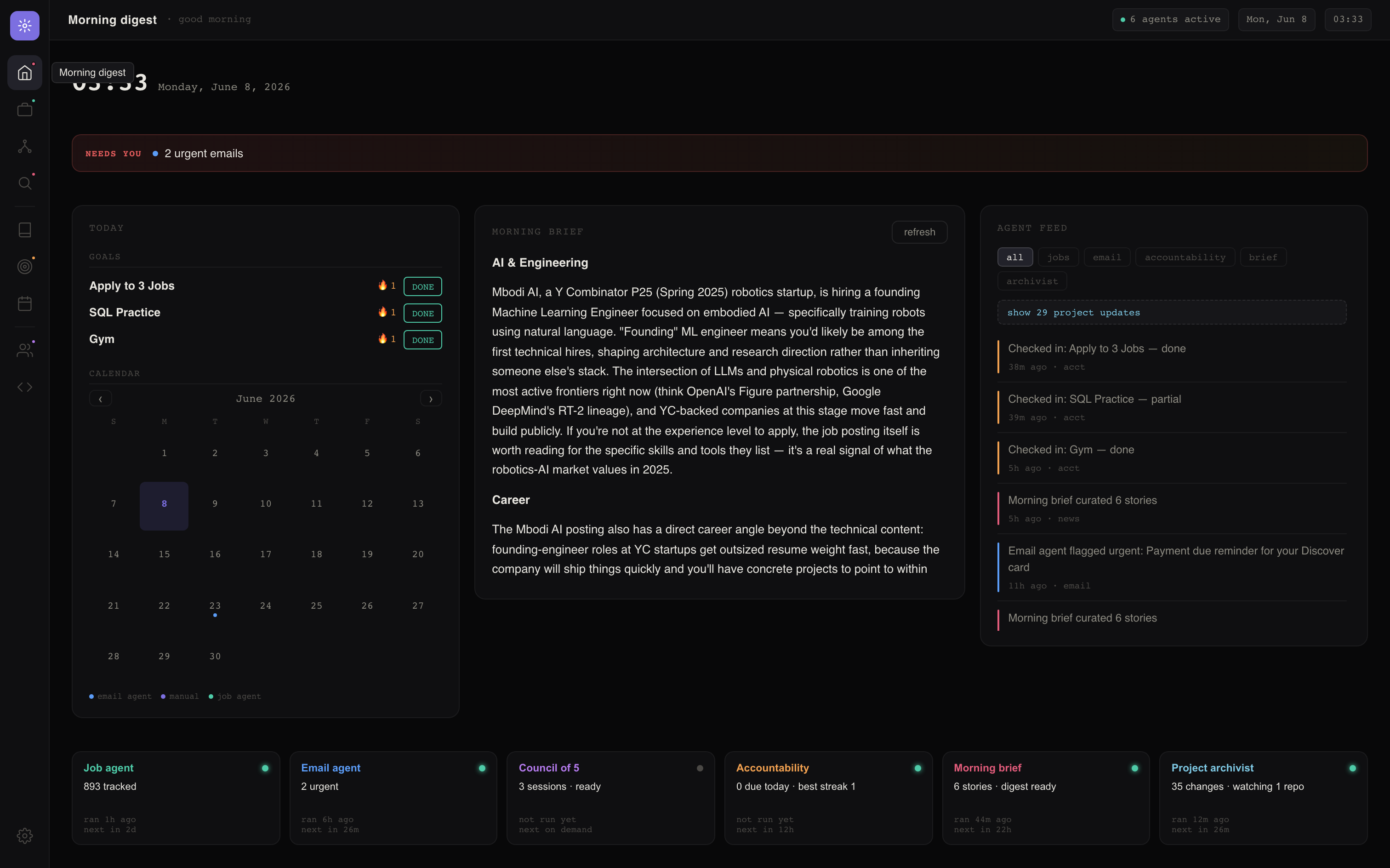 Nexus command center dashboard screenshot